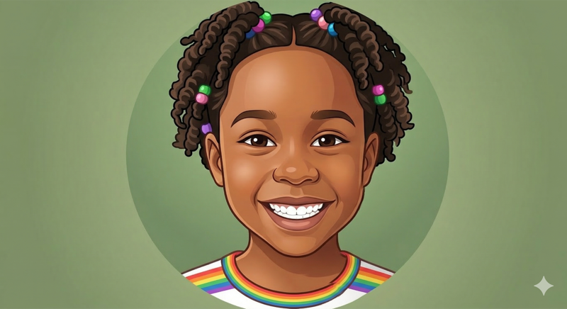 Cartoon avatar of Amara, age 5