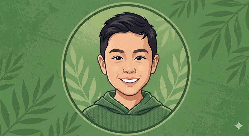 Cartoon avatar of Kenji, age 8