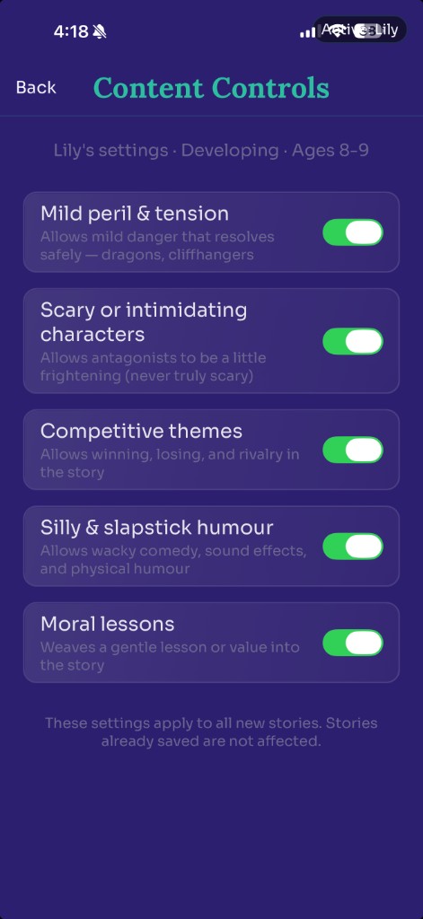 iPhone content controls with parent safety toggles